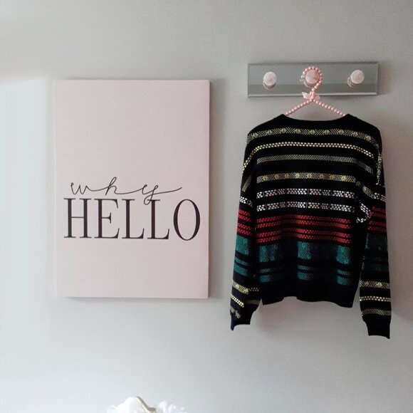 NWT 525 America black & multicolour pattern sweater, M - Picture 7 of 7